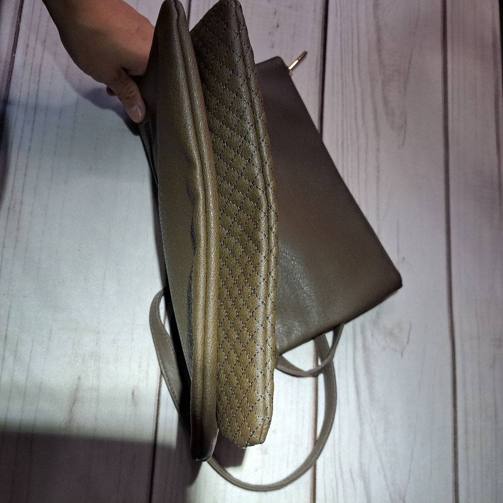 Rampage Fold Over Adjustable Crossbody Bag With Detachable Quilted Look Pouch - Picture 14 of 16